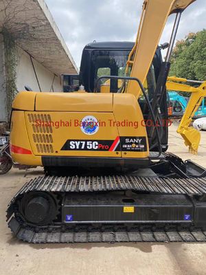 Forte potência e estabilidade hidráulica Excavadora usada Sany SY75C para trabalho pesado